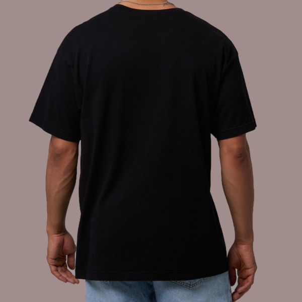 Miao Graphic Drop Shoulder Black Tee - Image 3